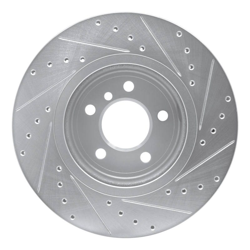 BMW 528I xDrive Brake Rotor (1) - Front Left - R1 Concepts - Drilled & Slotted - Silver - `11-`16